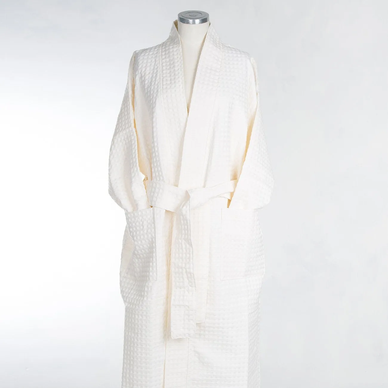 Ecru Waffle Kimono Robe (Medium)