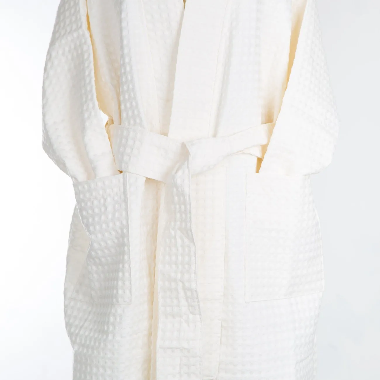 Ecru Waffle Kimono Robe (Small)