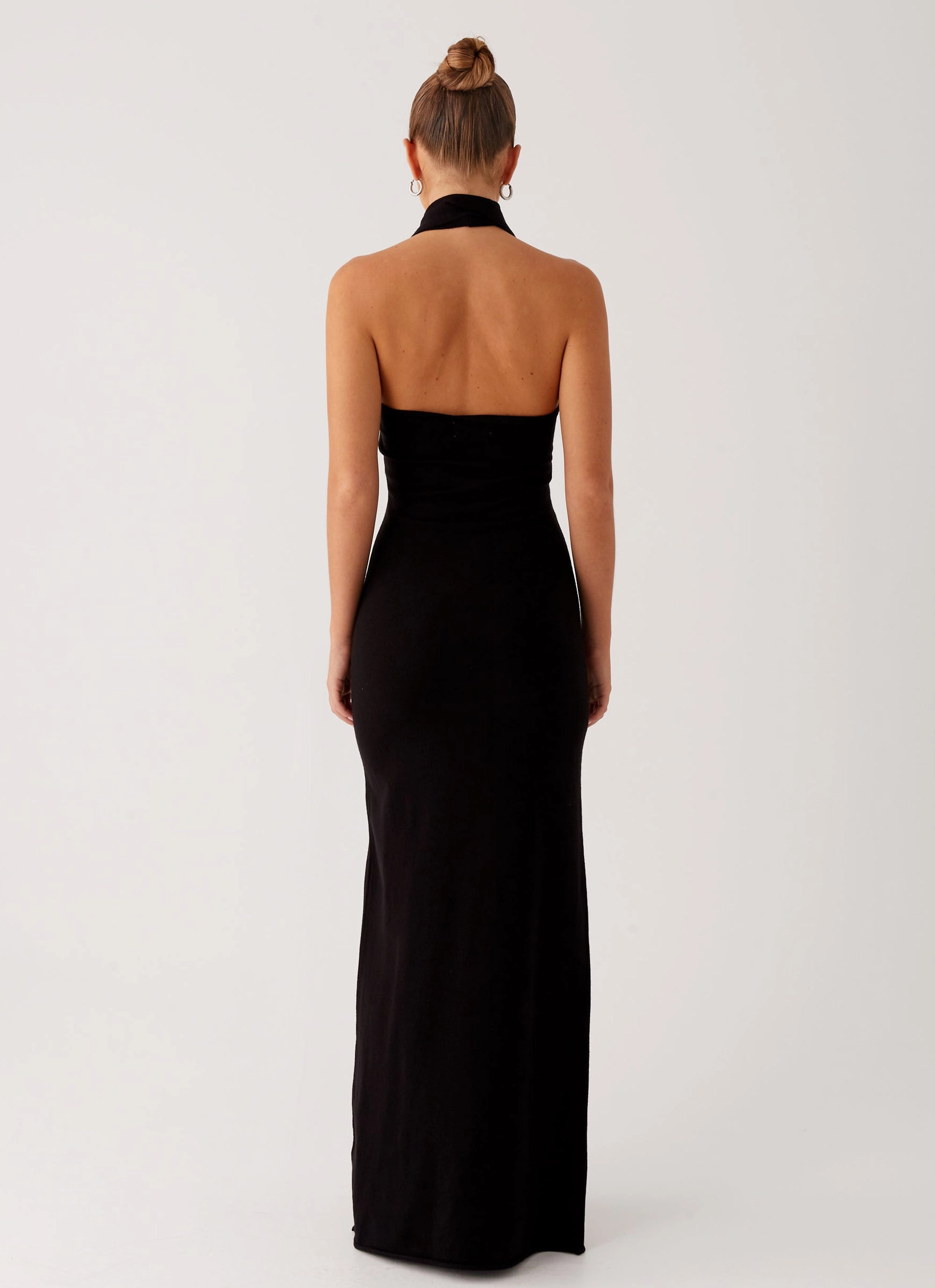 Eddie Knit Maxi Dress - Black Dreamy Drape LayeredHemline