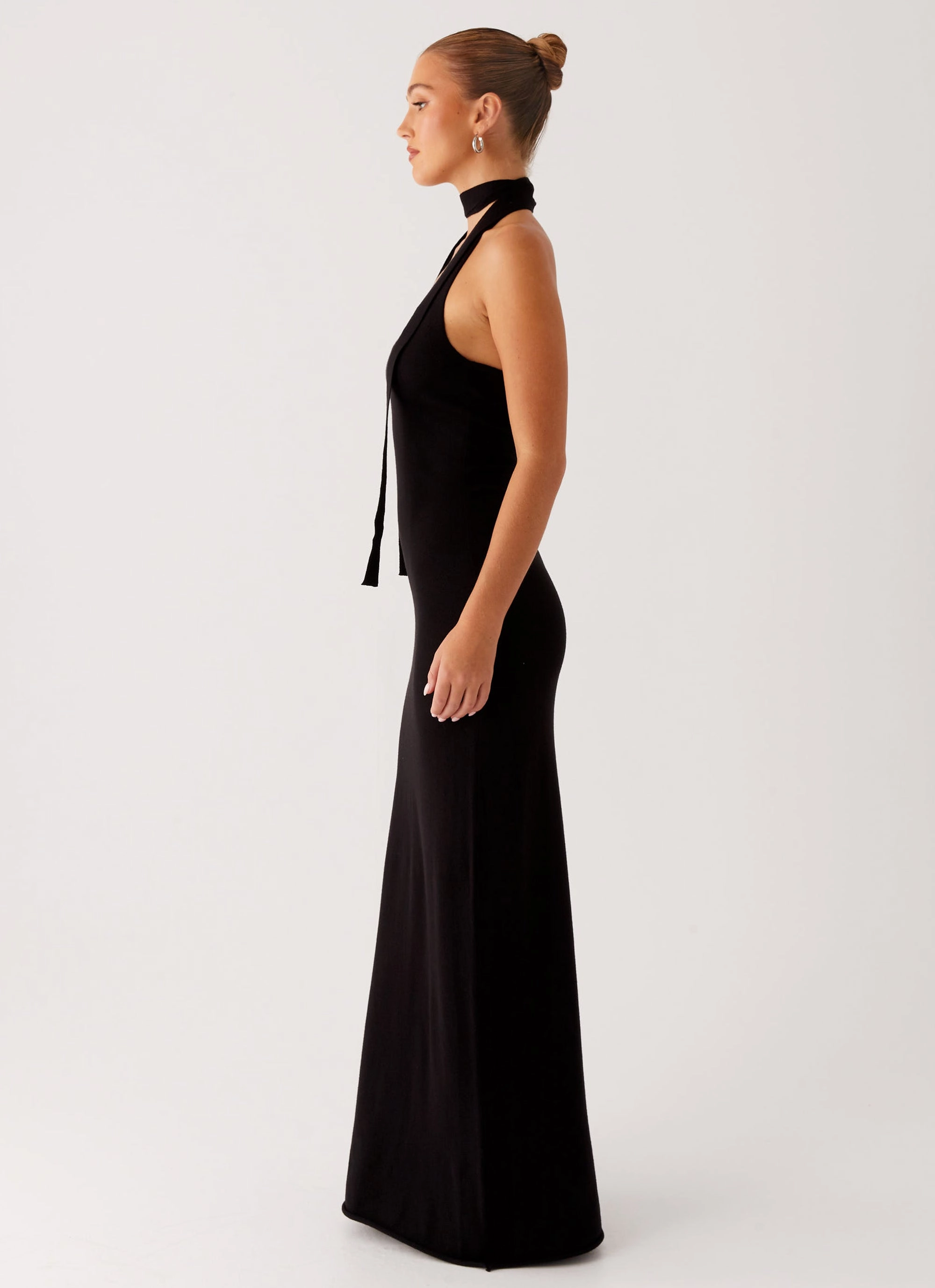 Eddie Knit Maxi Dress - Black Tie-Detail