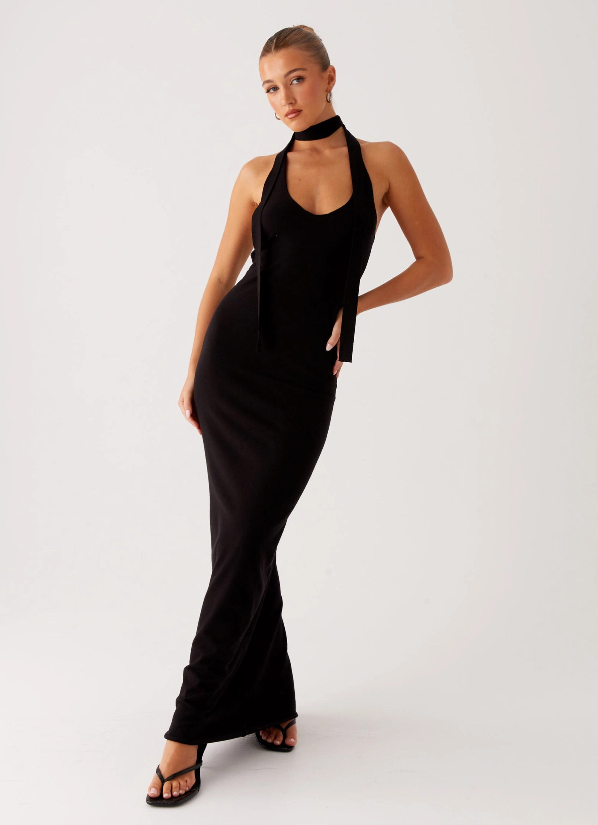 Eddie Knit Maxi Dress - Black Wrap Charm