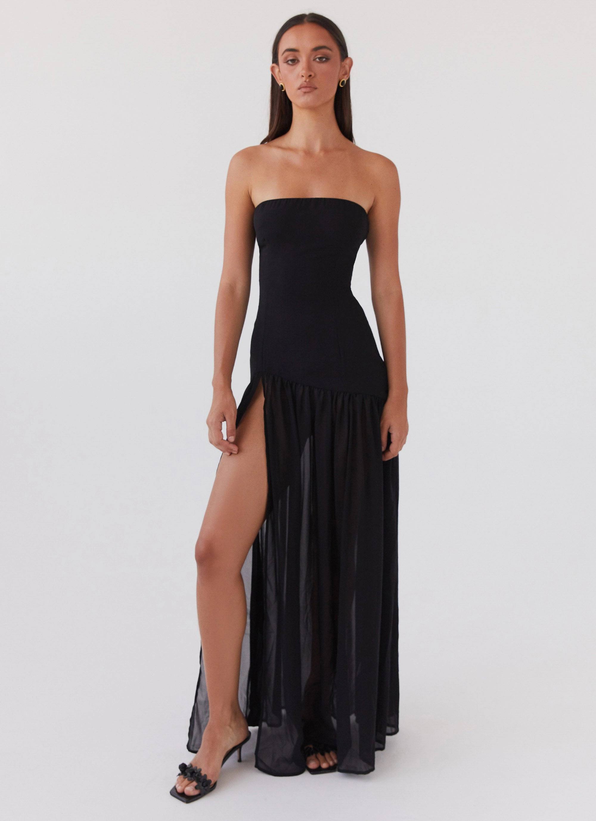 Night wear Chic and Elegant Eden Strapless Maxi Dress - Black