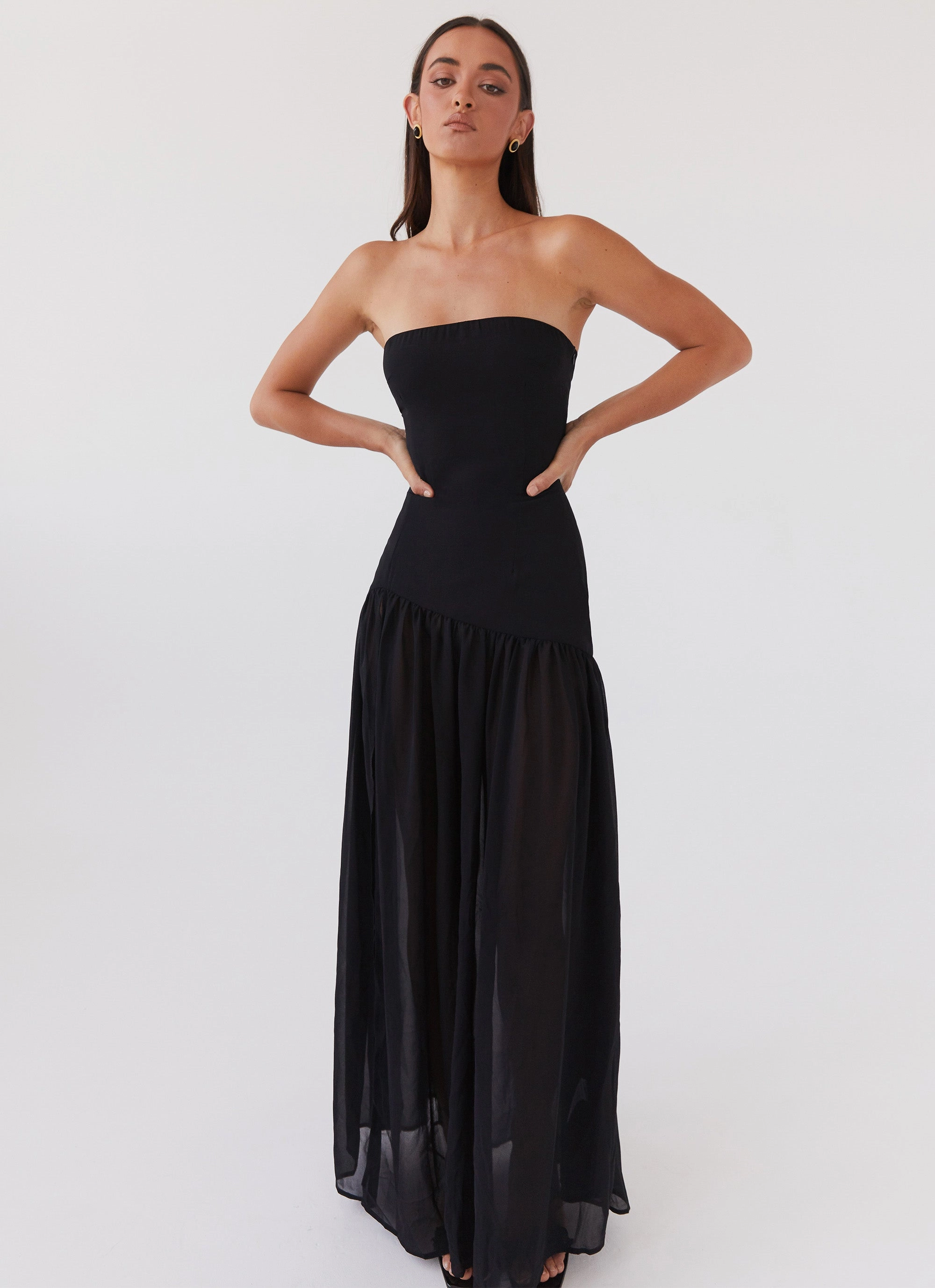 Eden Strapless Maxi Dress - Black Seasonal piece Texture Mood
