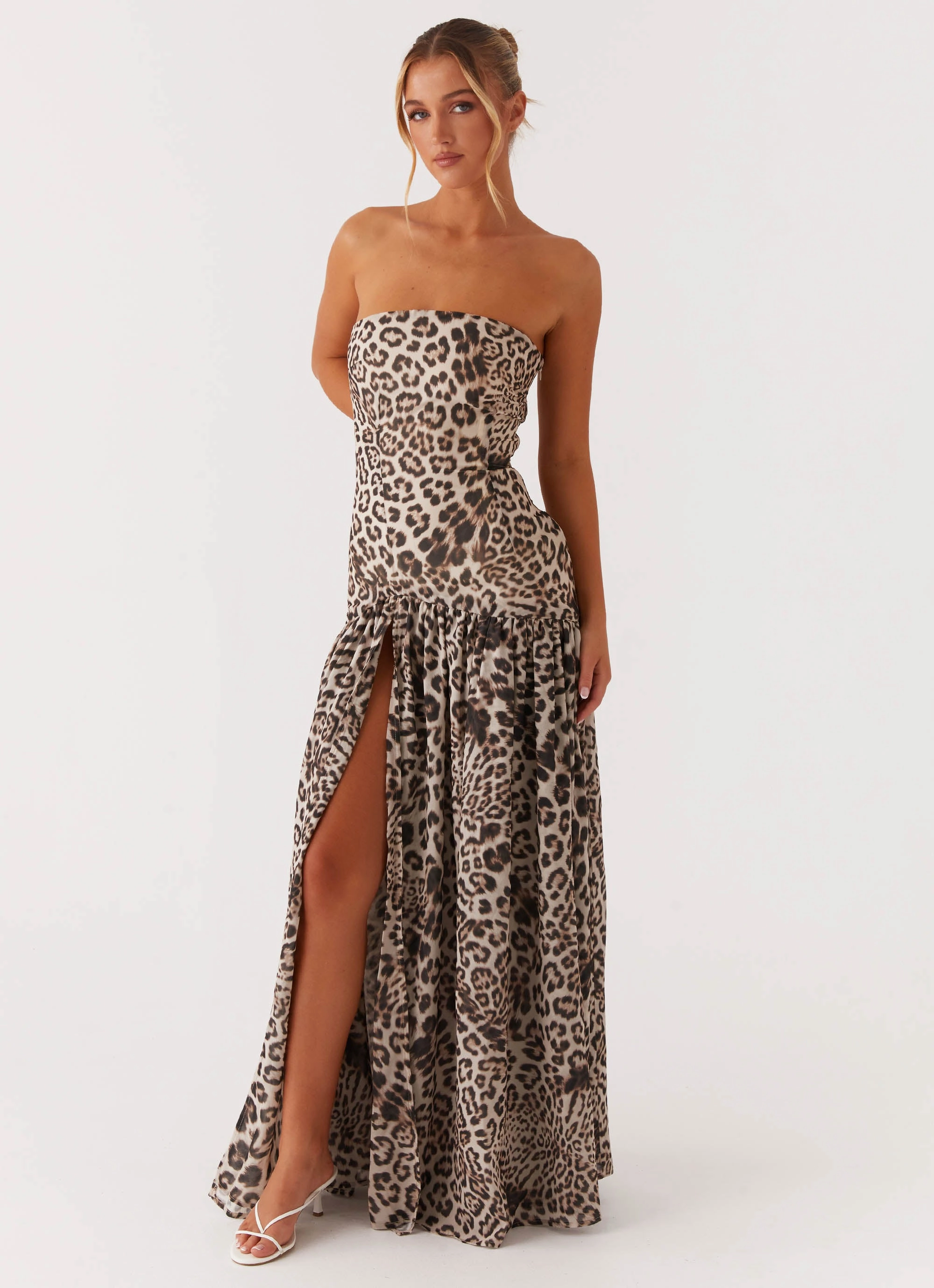 Eden Strapless Maxi Dress - Leopard Light Comfort