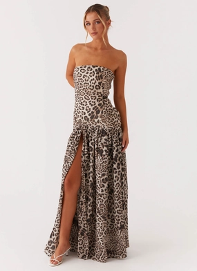Eden Strapless Maxi Dress - Leopard Light Comfort