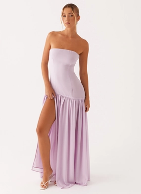 Vibrant patterned dress Eden Strapless Maxi Dress - Lilac