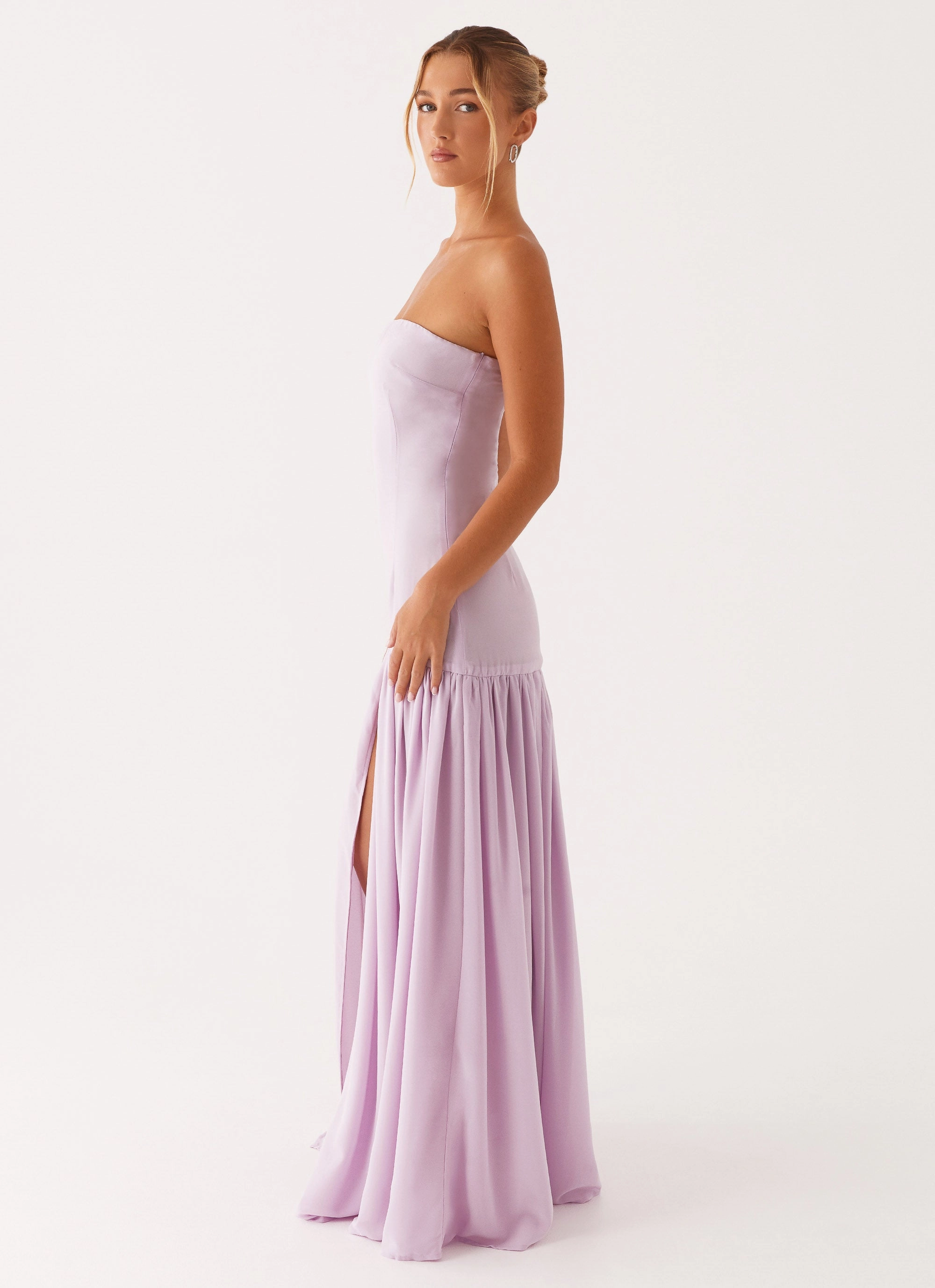 Fall Ready Sleek And Stylish Eden Strapless Maxi Dress - Lilac