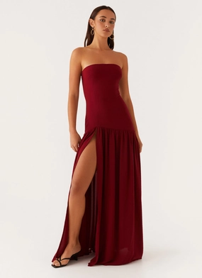 Lounge Vibe Eden Strapless Maxi Dress - Maroon