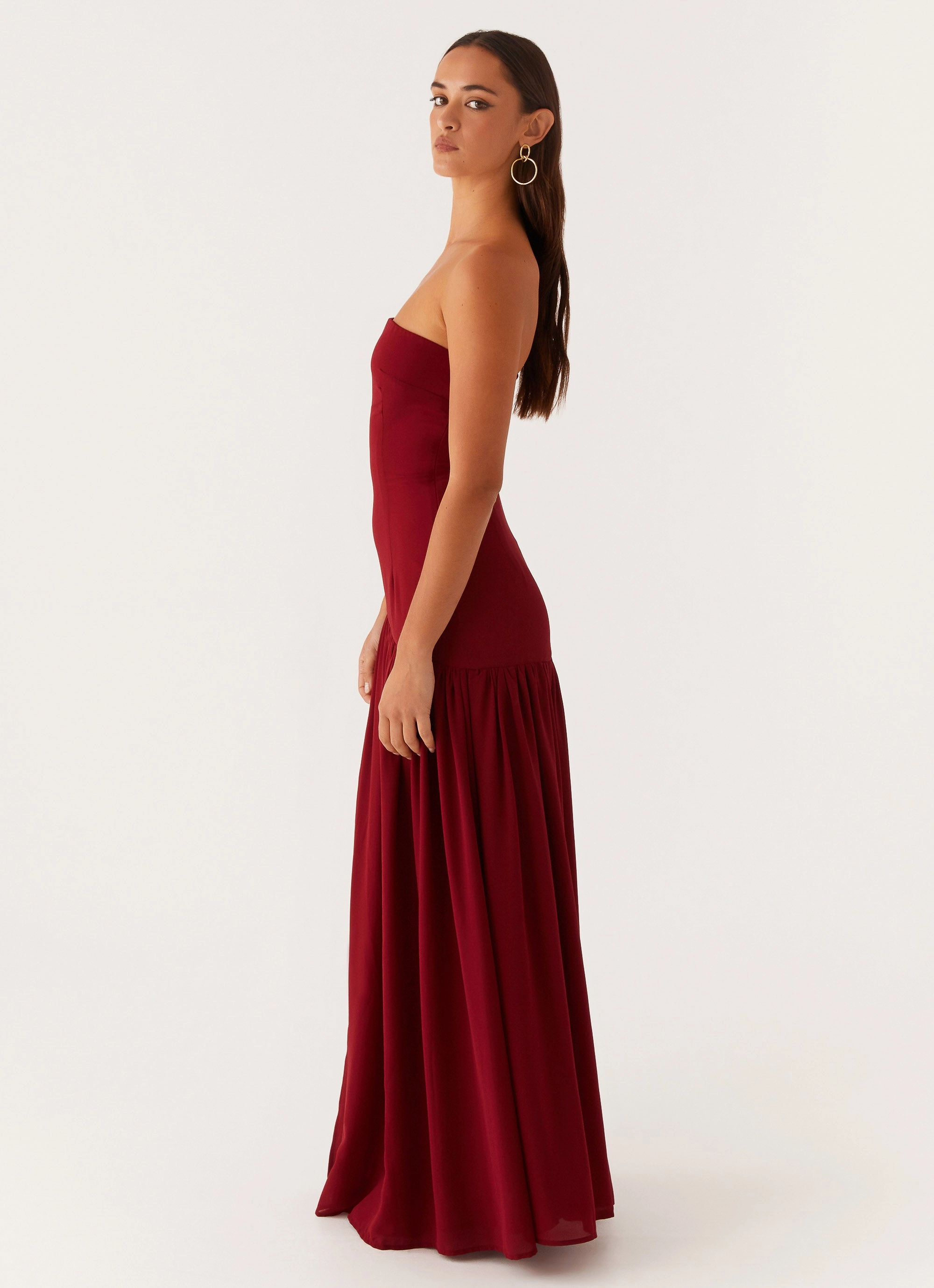 Smart Blend Eden Strapless Maxi Dress - Maroon