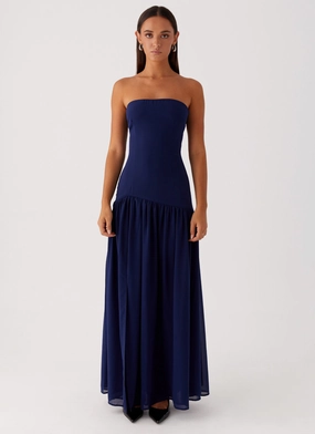 Eden Strapless Maxi Dress - Navy Minimalist Layering
