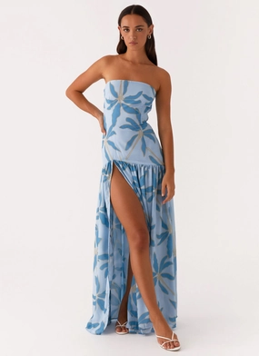 Sleek Layer Eden Strapless Maxi Dress - Opulent Blue