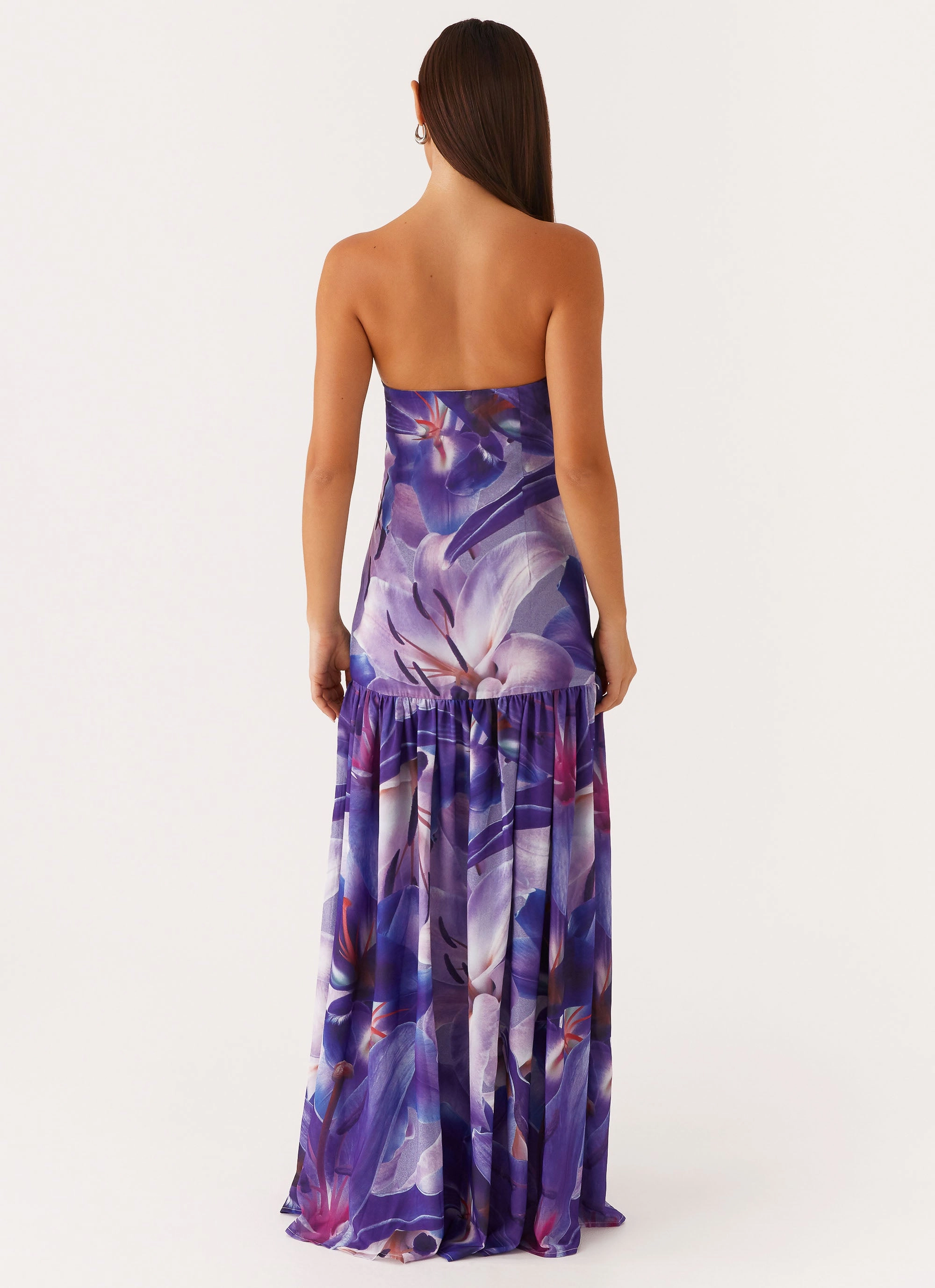 elegant design Eden Strapless Maxi Dress - Purple White Lilly