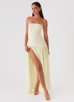 Moment Soft Versatile Style Eden Strapless Maxi Dress - Yellow