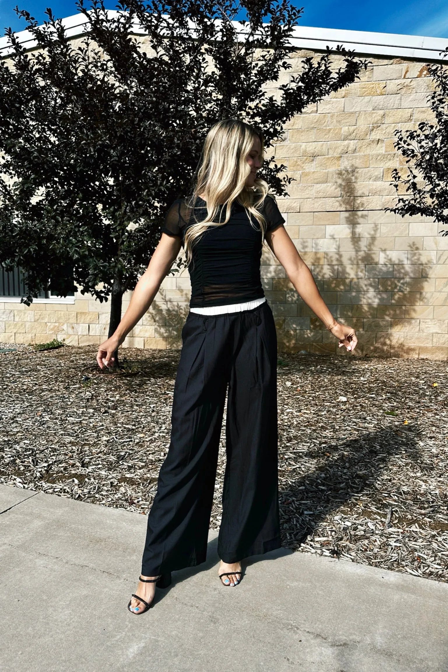 Breathable Material Edge Line Wide Leg Pants