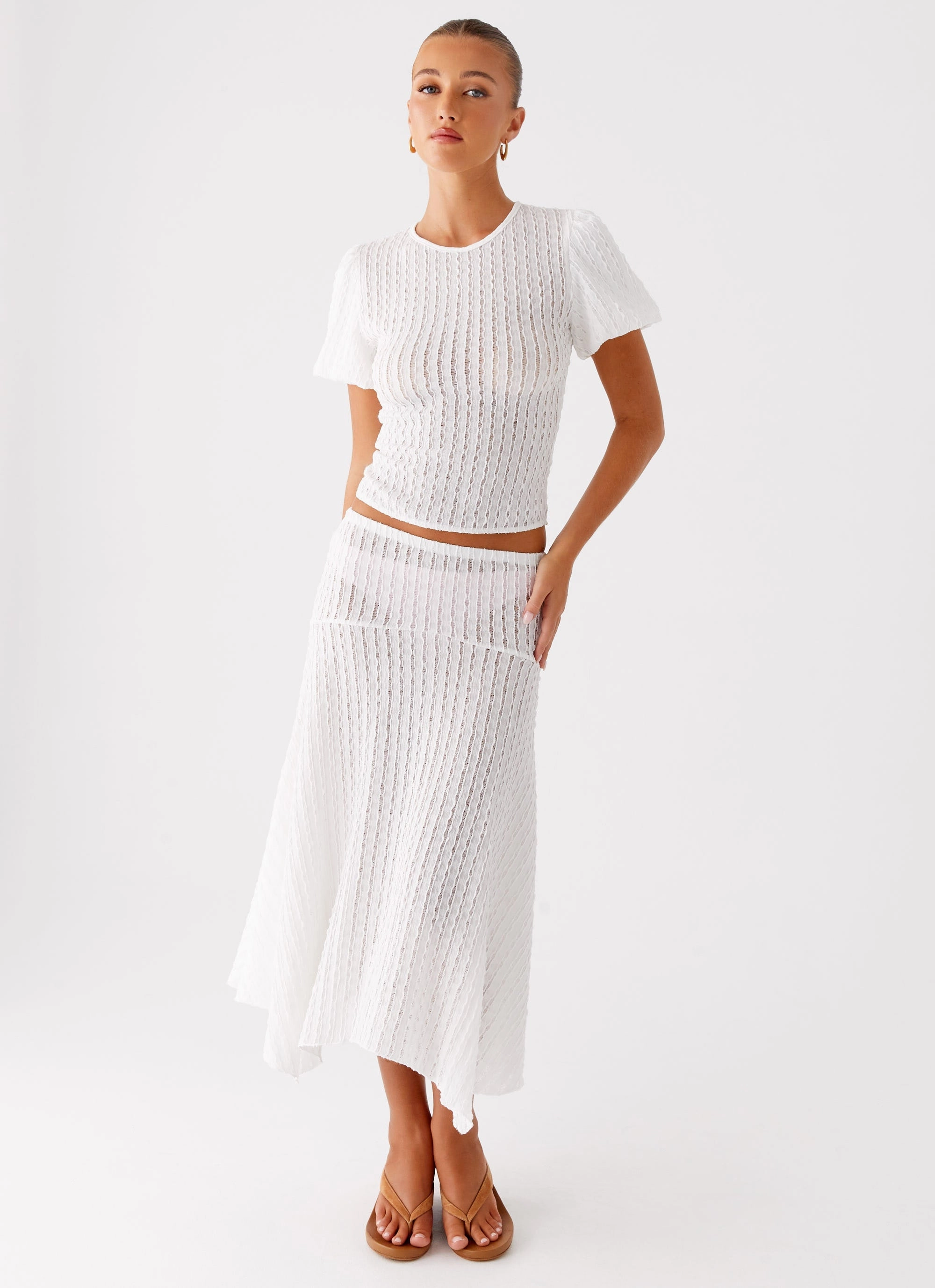 Eco Friendly Light Mood Katta Midi Skirt - Ivory