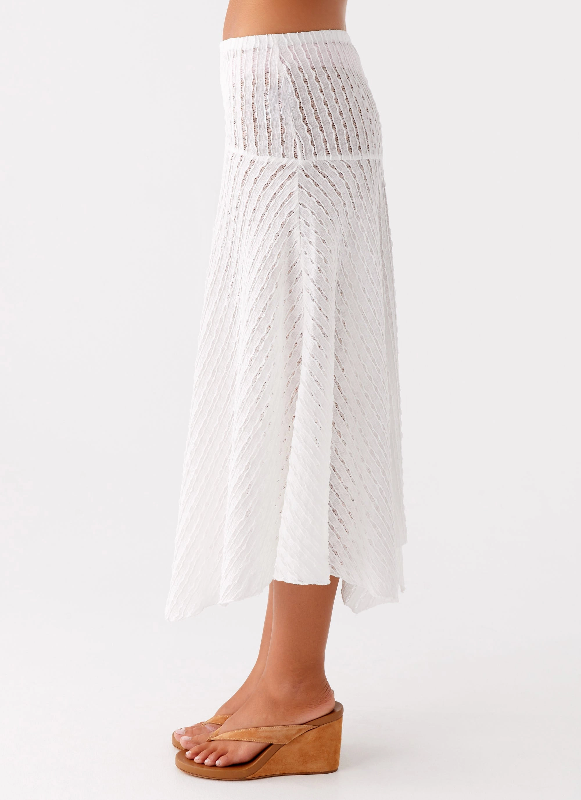 Katta Midi Skirt - Ivory High Street Fashion flared silhouette
