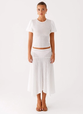 Outfit Essence Twist Front Design Katta Midi Skirt - Ivory