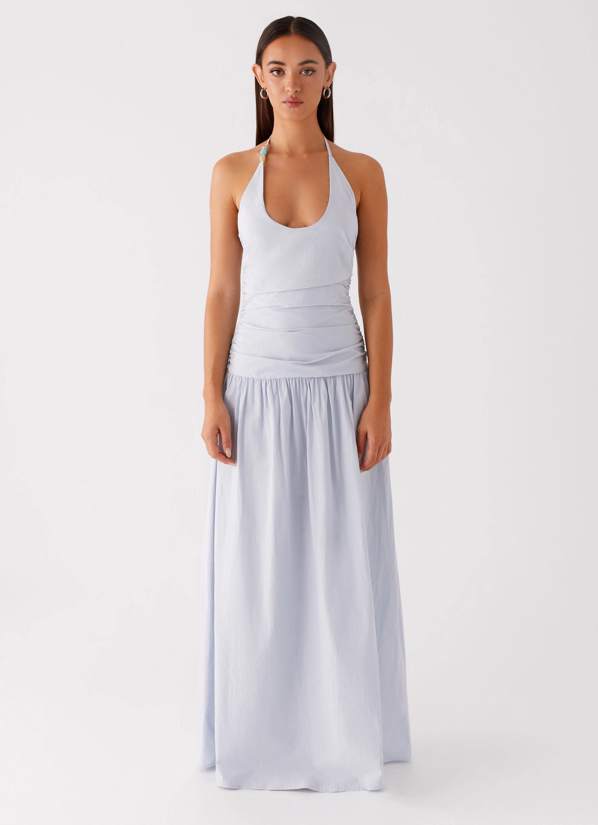Cristina Halter Maxi Dress - Cornflower Blue Texture Soft Everyday Movement
