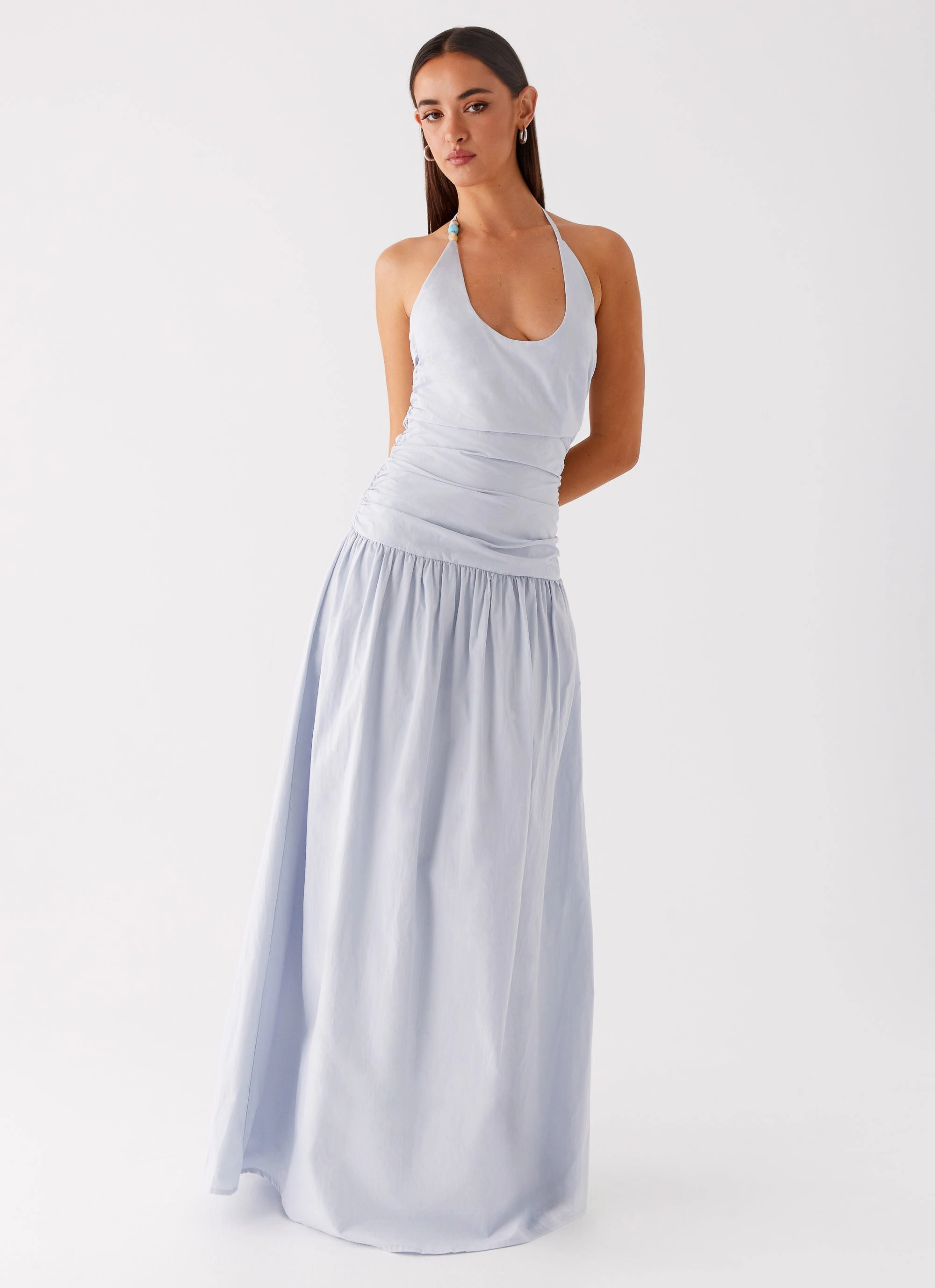 Nordic Calm Cristina Halter Maxi Dress - Cornflower Blue