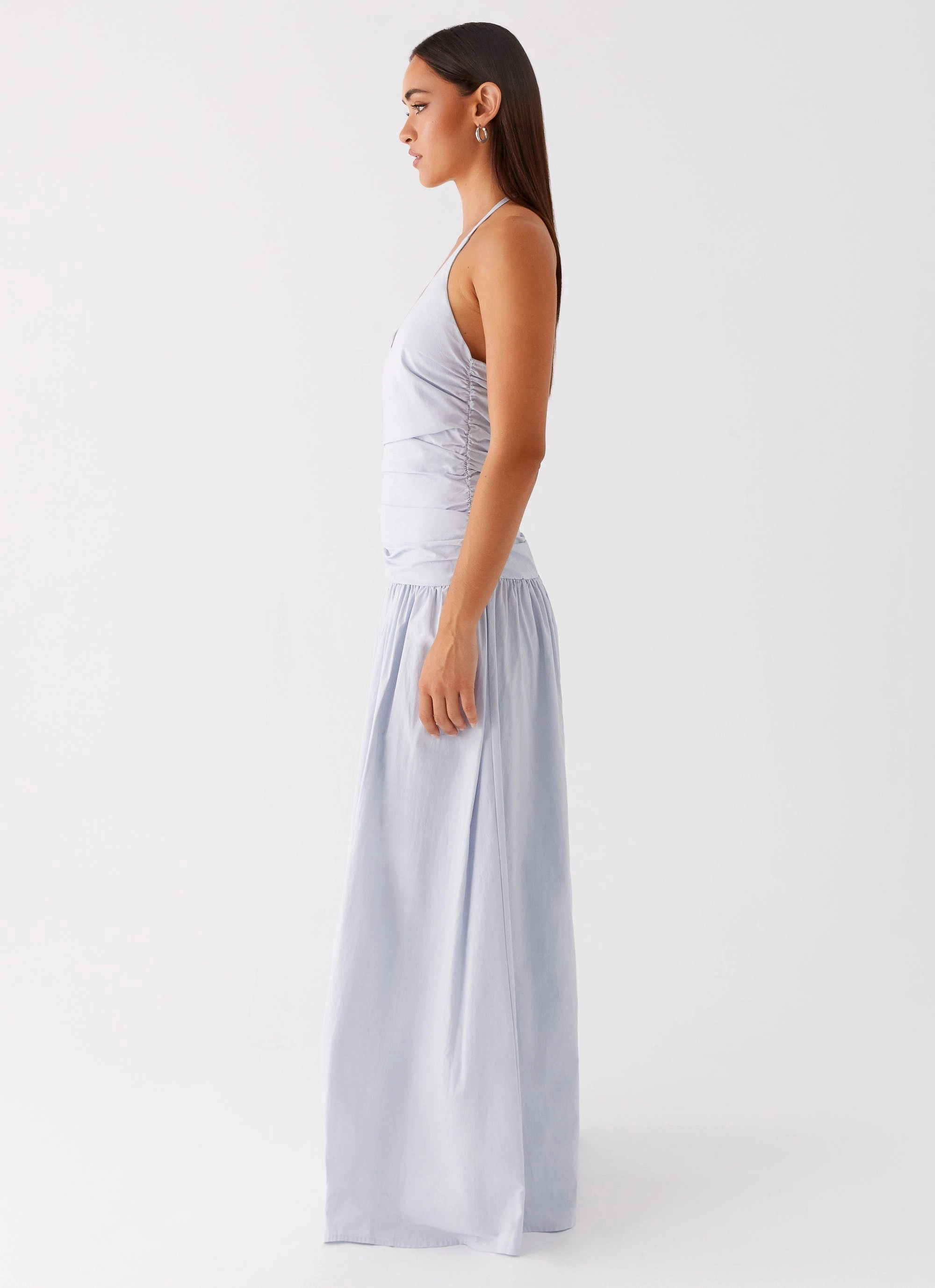 Cristina Halter Maxi Dress - Cornflower Blue Soft touch evening dress