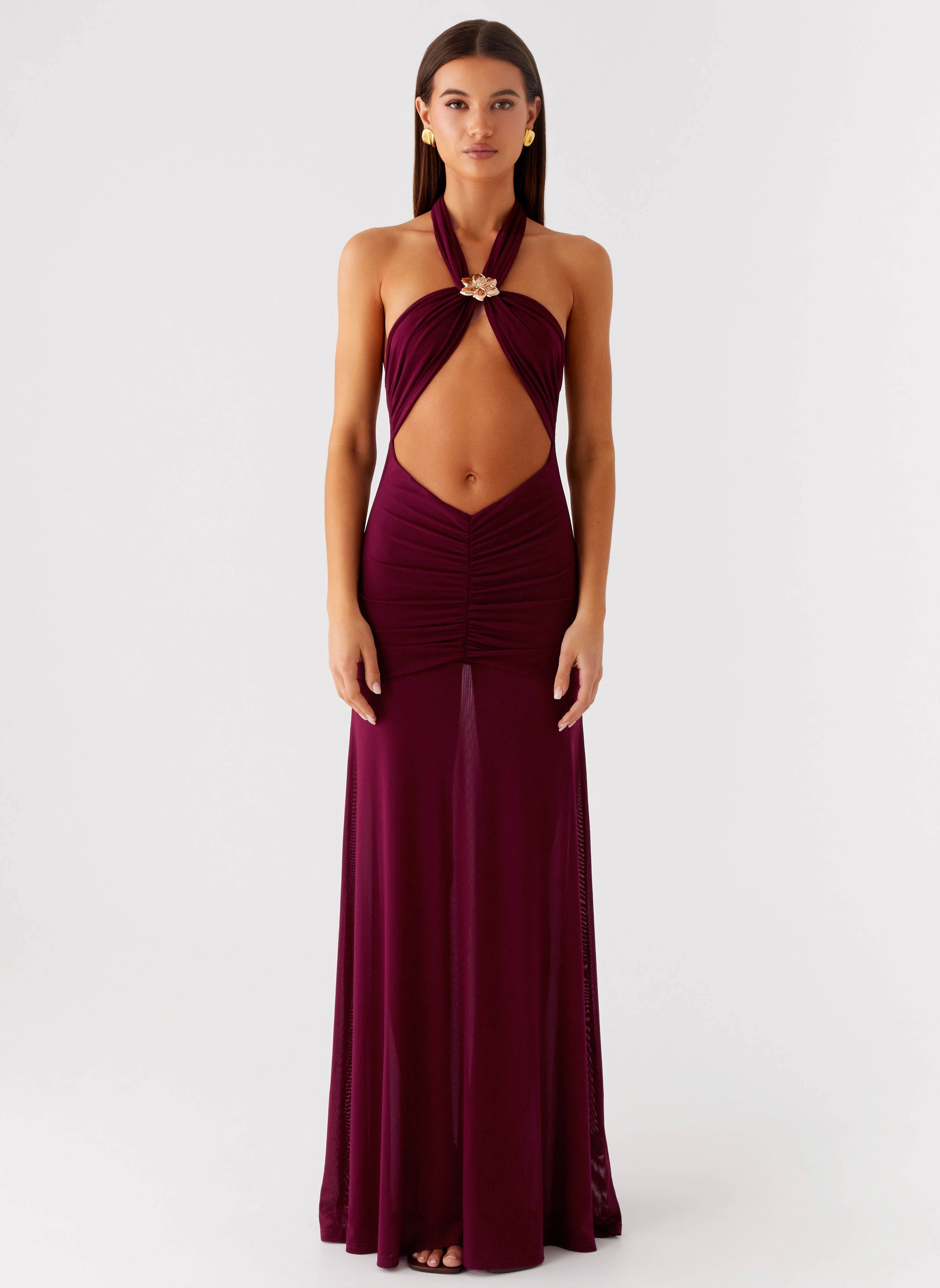 Deltina Maxi Dress - Boysenberry Quilted-Texture Sophisticated Style