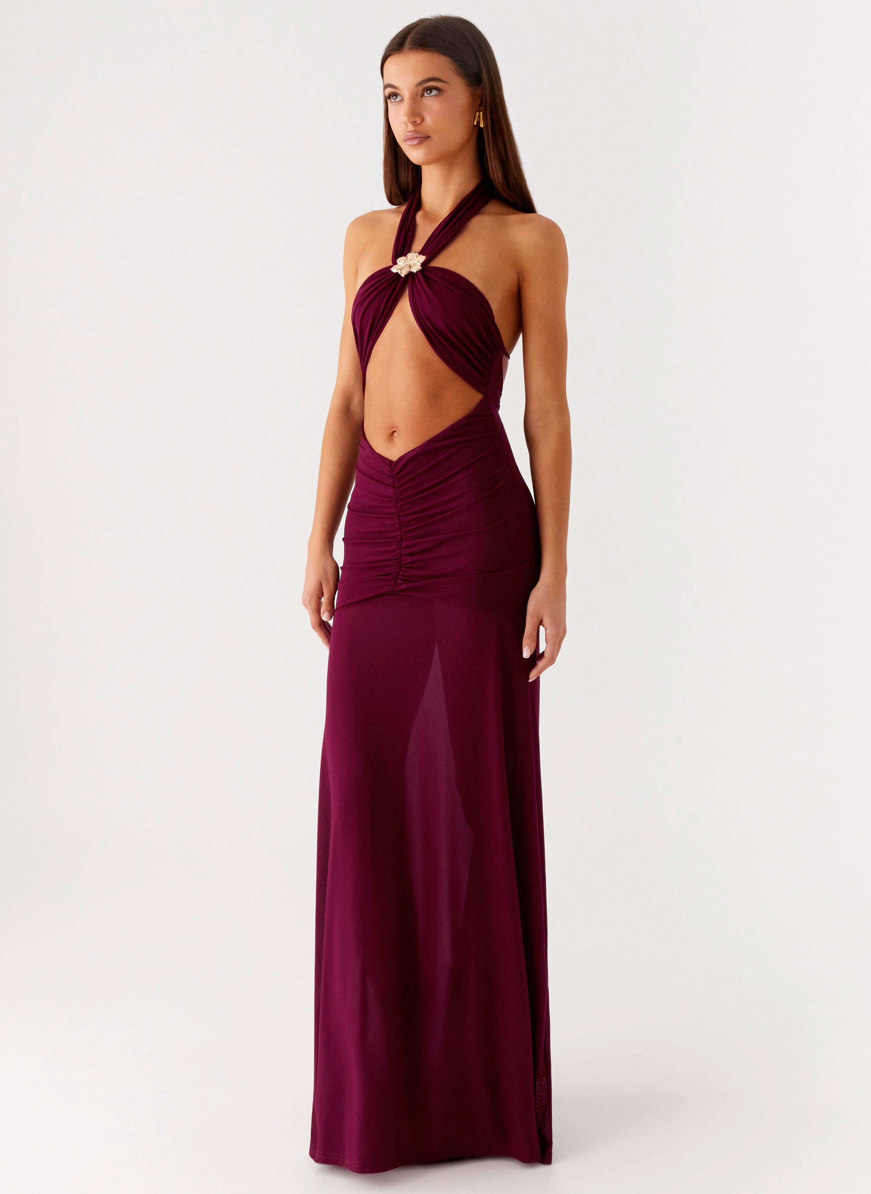 Collar Accent Deltina Maxi Dress - Boysenberry