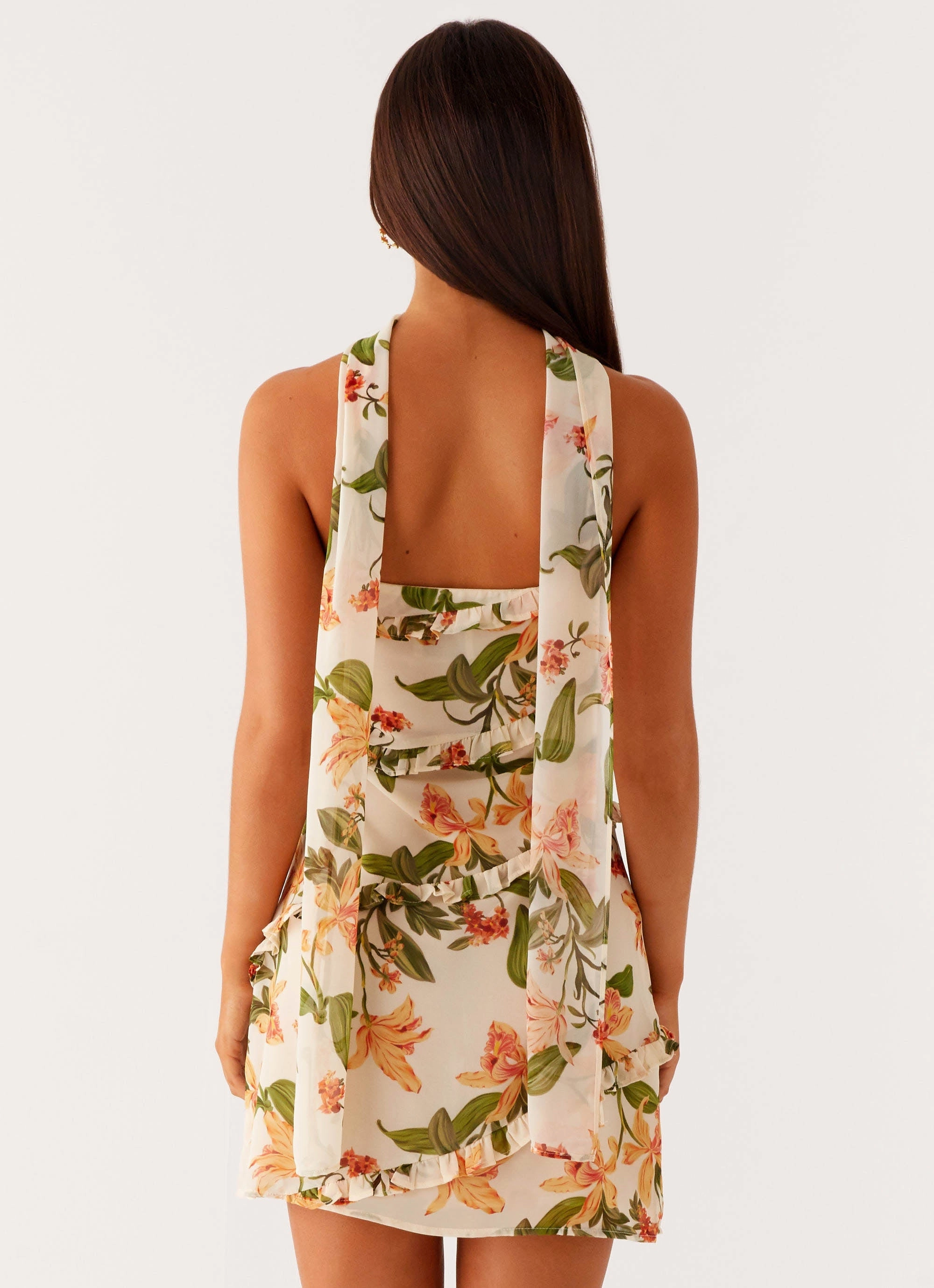 Neutral Tones Soft Motion Edwina Strapless Mini Dress - Floral Print