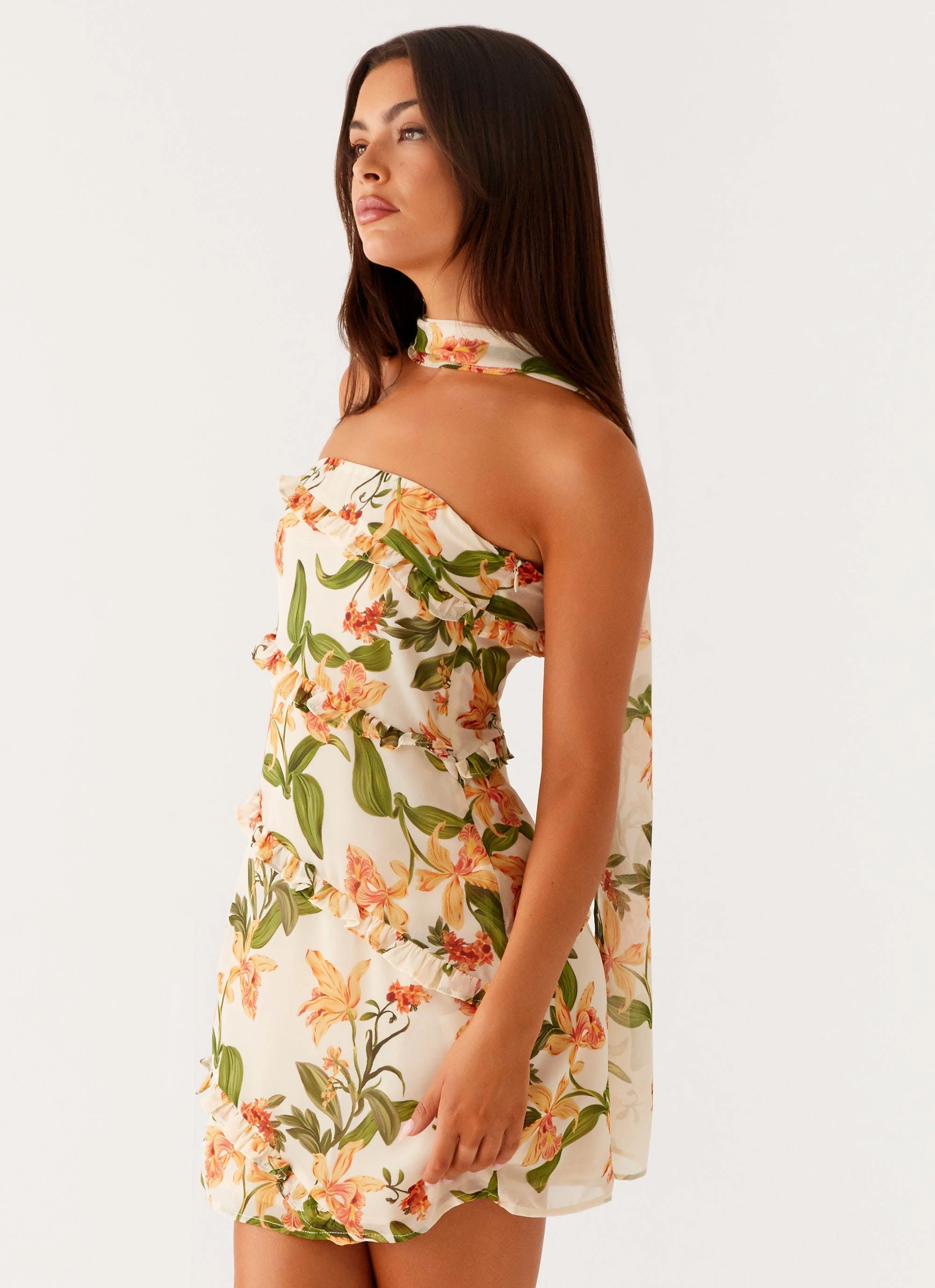 Pleated design Edwina Strapless Mini Dress - Floral Print