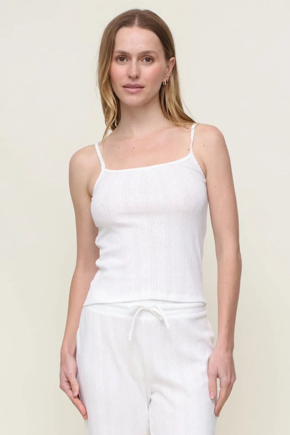 DurableCollarStays Retro Style Shannon Pointelle Tank Top
