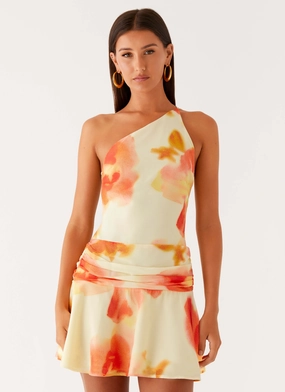 Easy Lovely Built-In-Slip Meah Backless Mini Dress - Mimosa Blossom