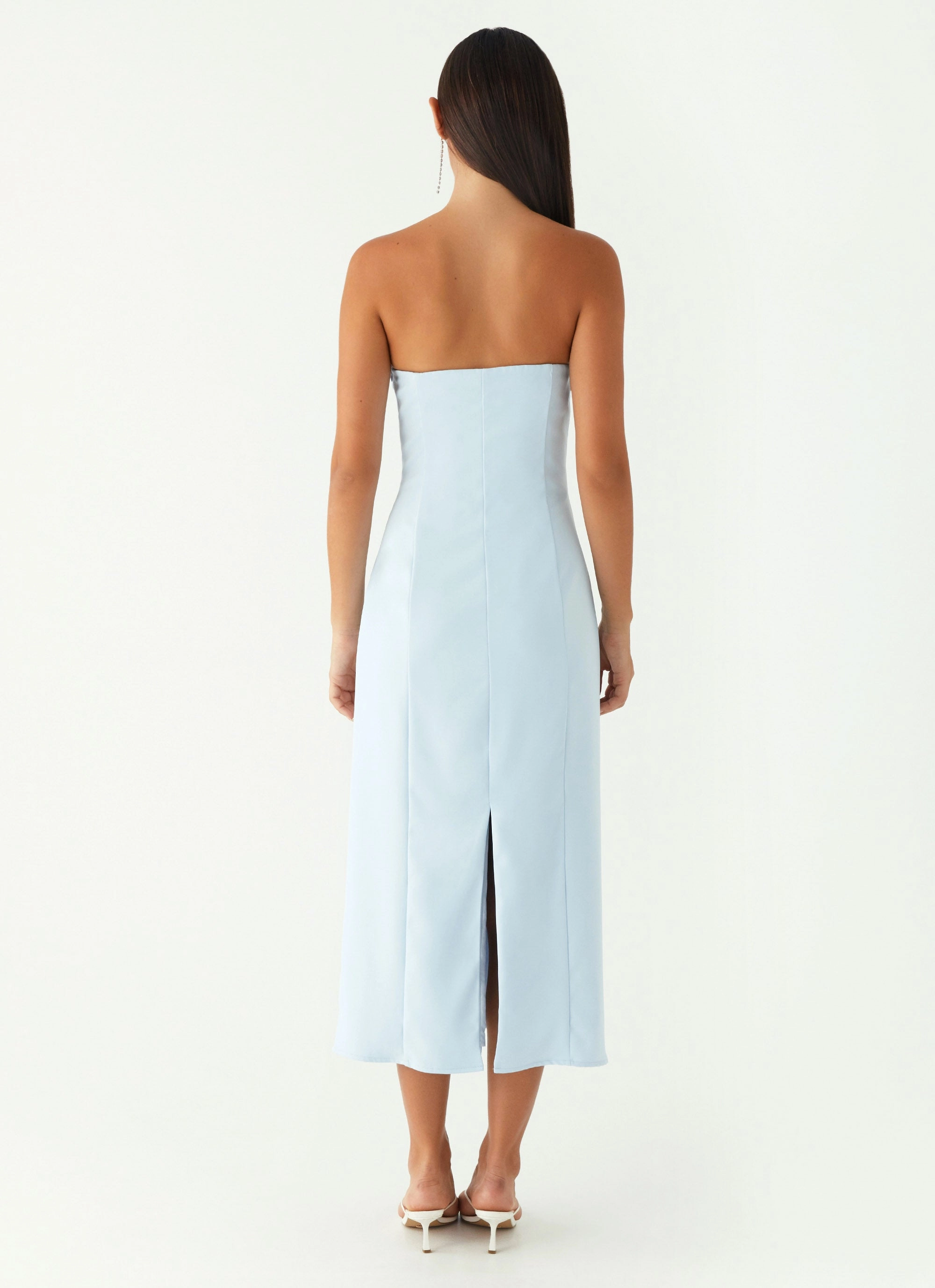 Effortless Layering Work Option Patsie Strapless Midi Dress - Blue
