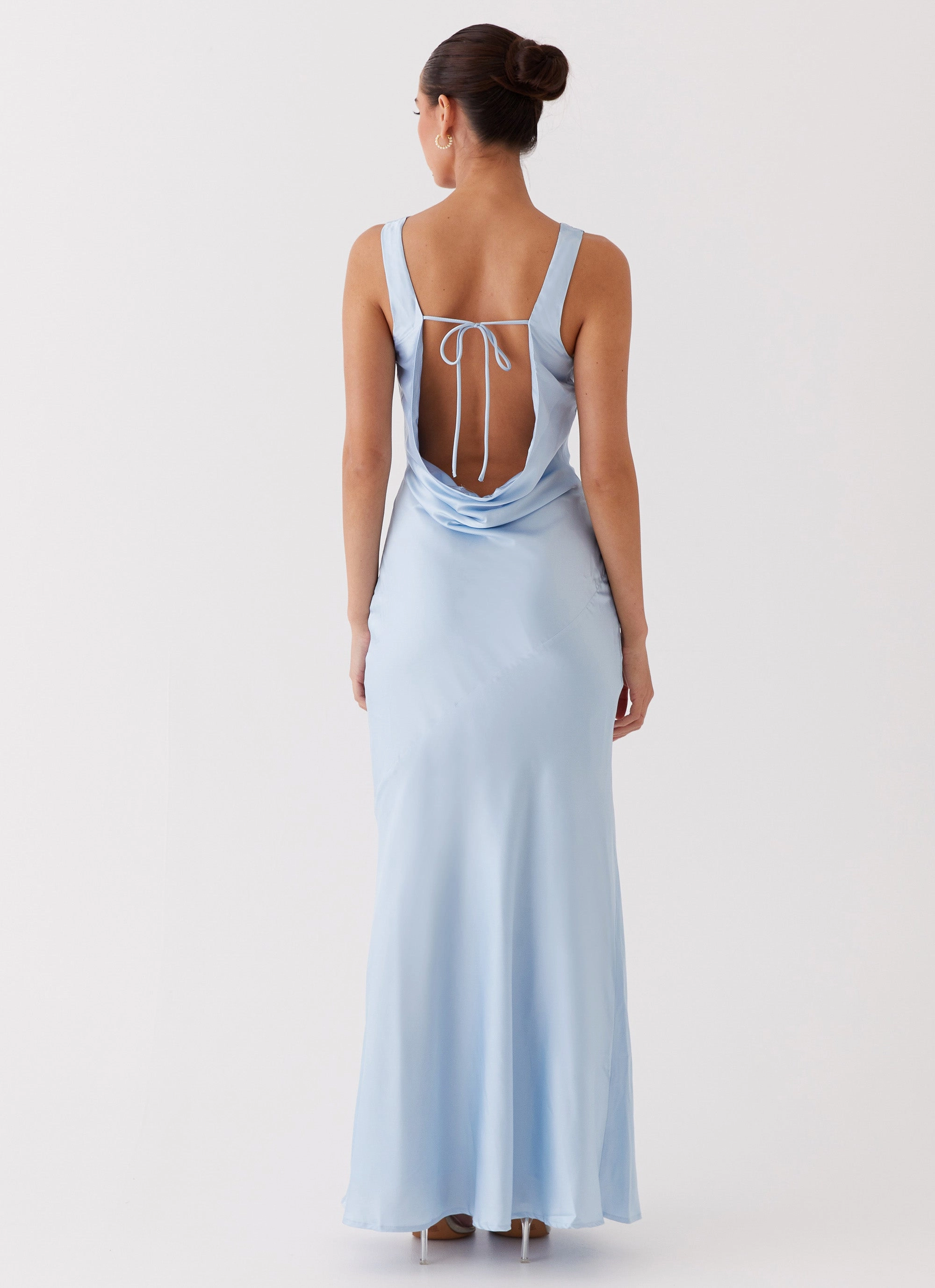 Be Mine Satin Maxi Dress - Blue Light Shape