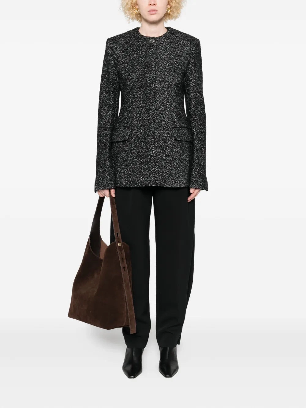 Performance Layer Collarless Cinched Jacket in Black/White