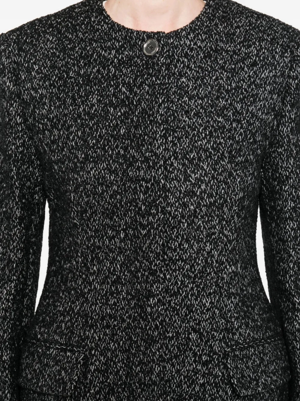 Collarless Cinched Jacket in Black/White Grant Eco - friendly