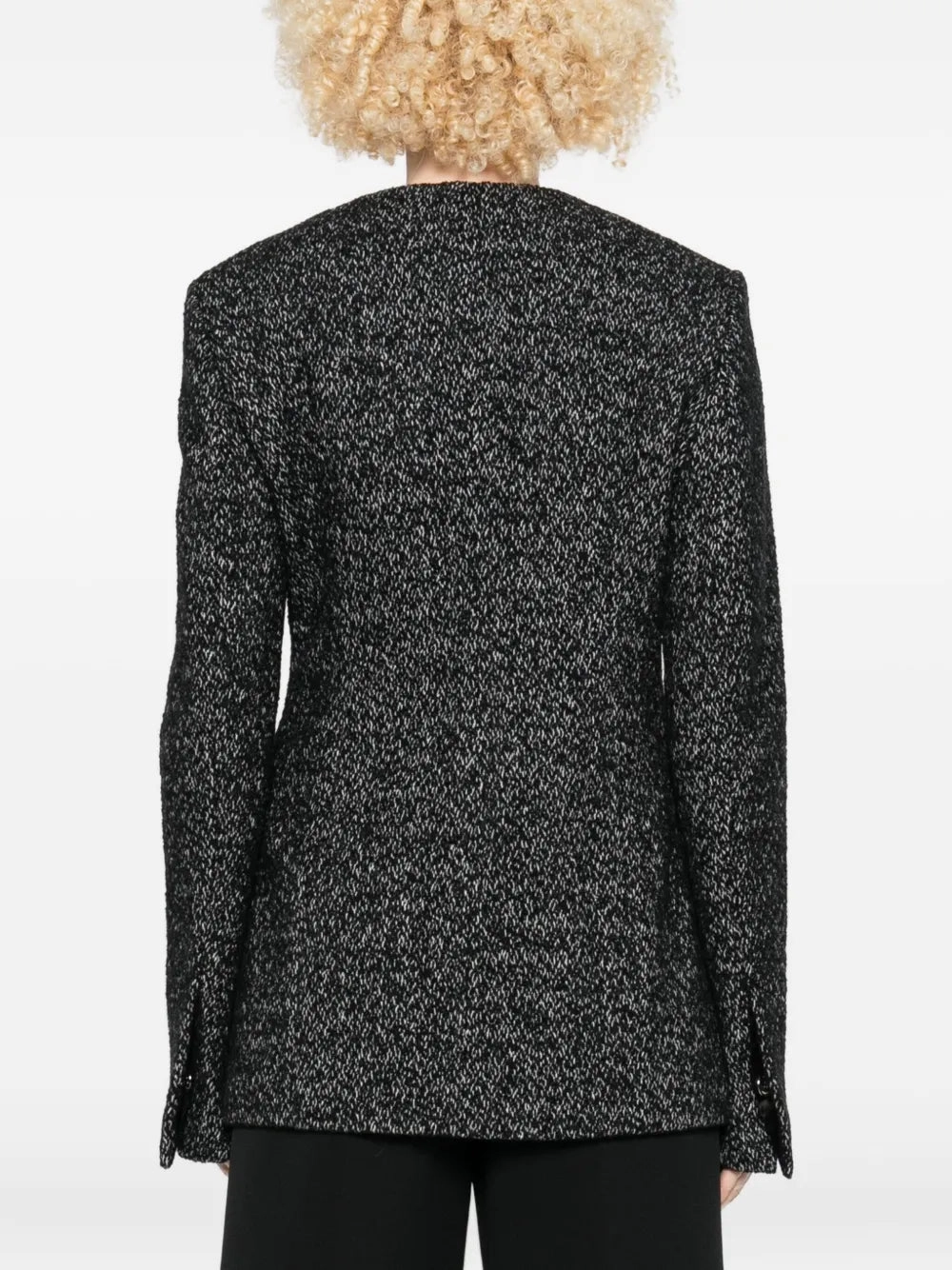 Collarless Cinched Jacket in Black/White Minimal Utility