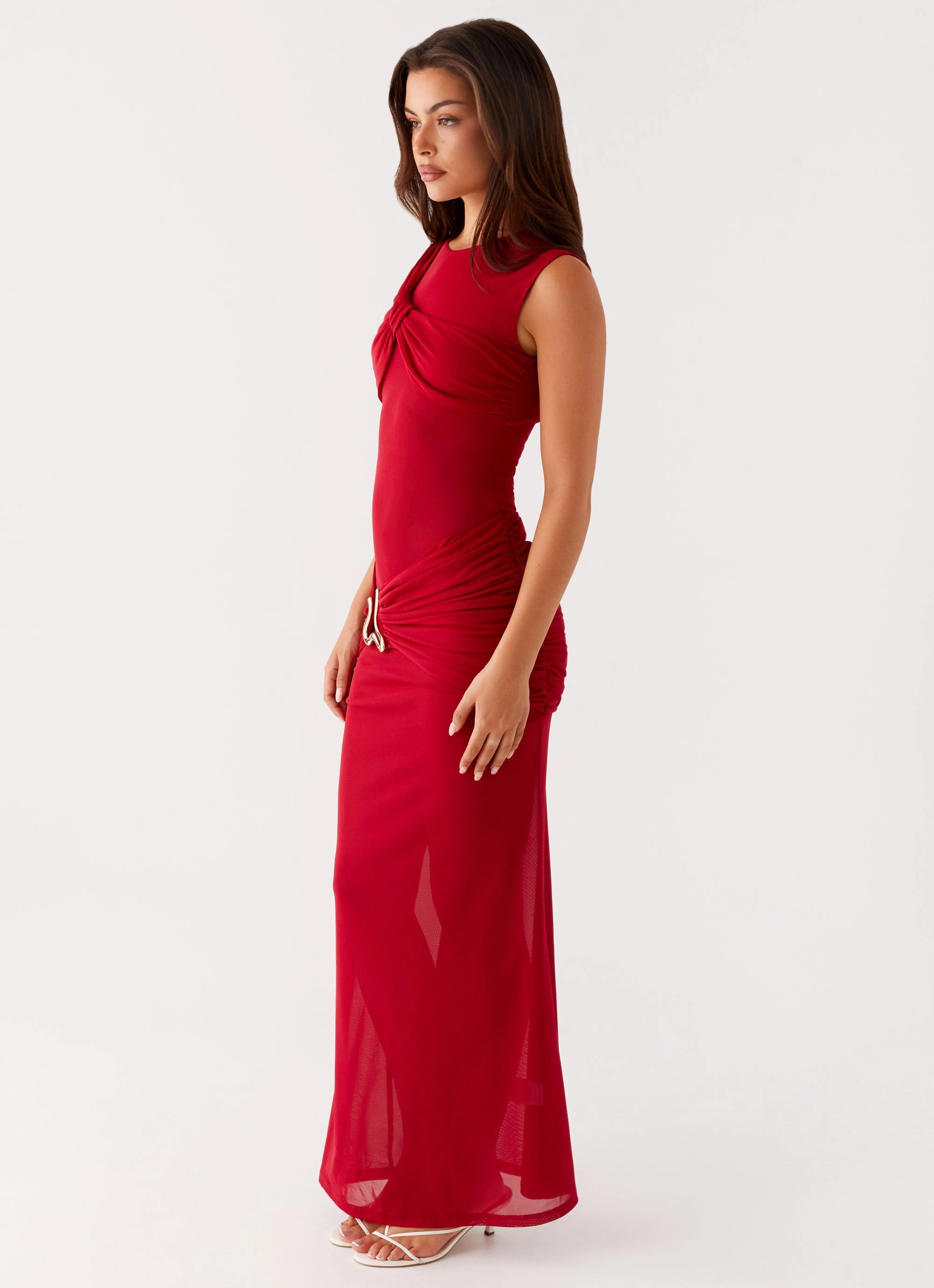 Worldwide Maxi Dress - Raspberry Off-Shoulder