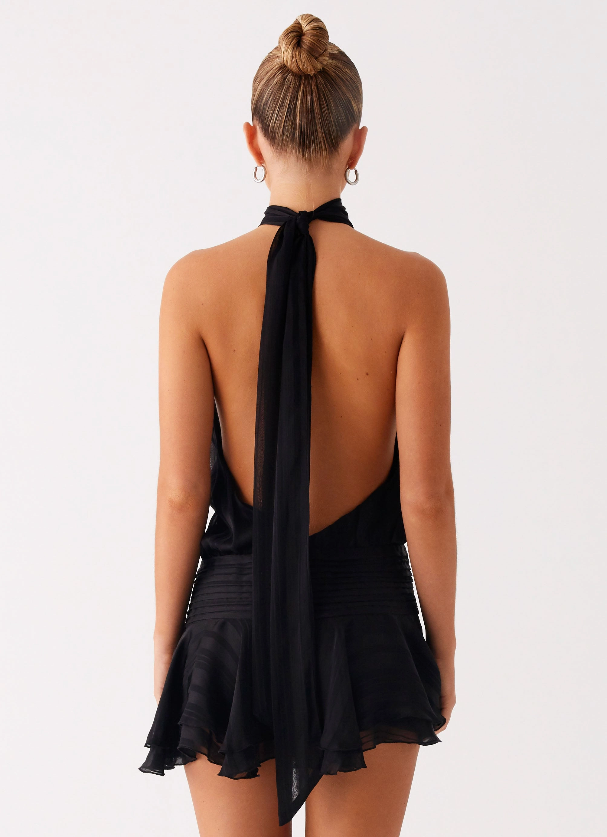 Willow Chiffon Mini Dress - Black Weekend Chic