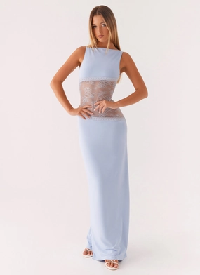 Silky Drape Perfect Layering Lucinda Maxi Dress - Blue