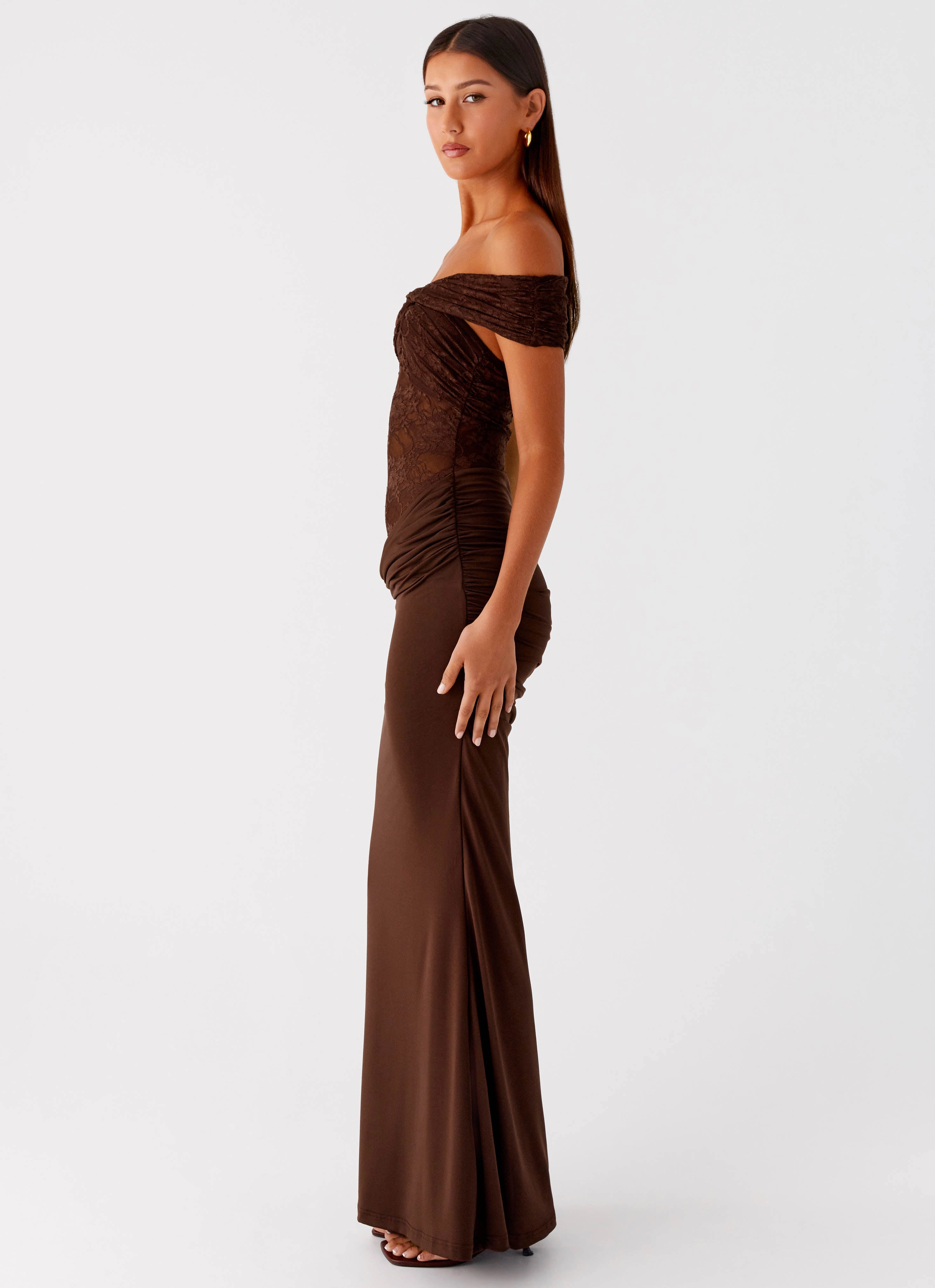 Either Way Maxi Dress - Chocolate Body Fit Dreamy Look