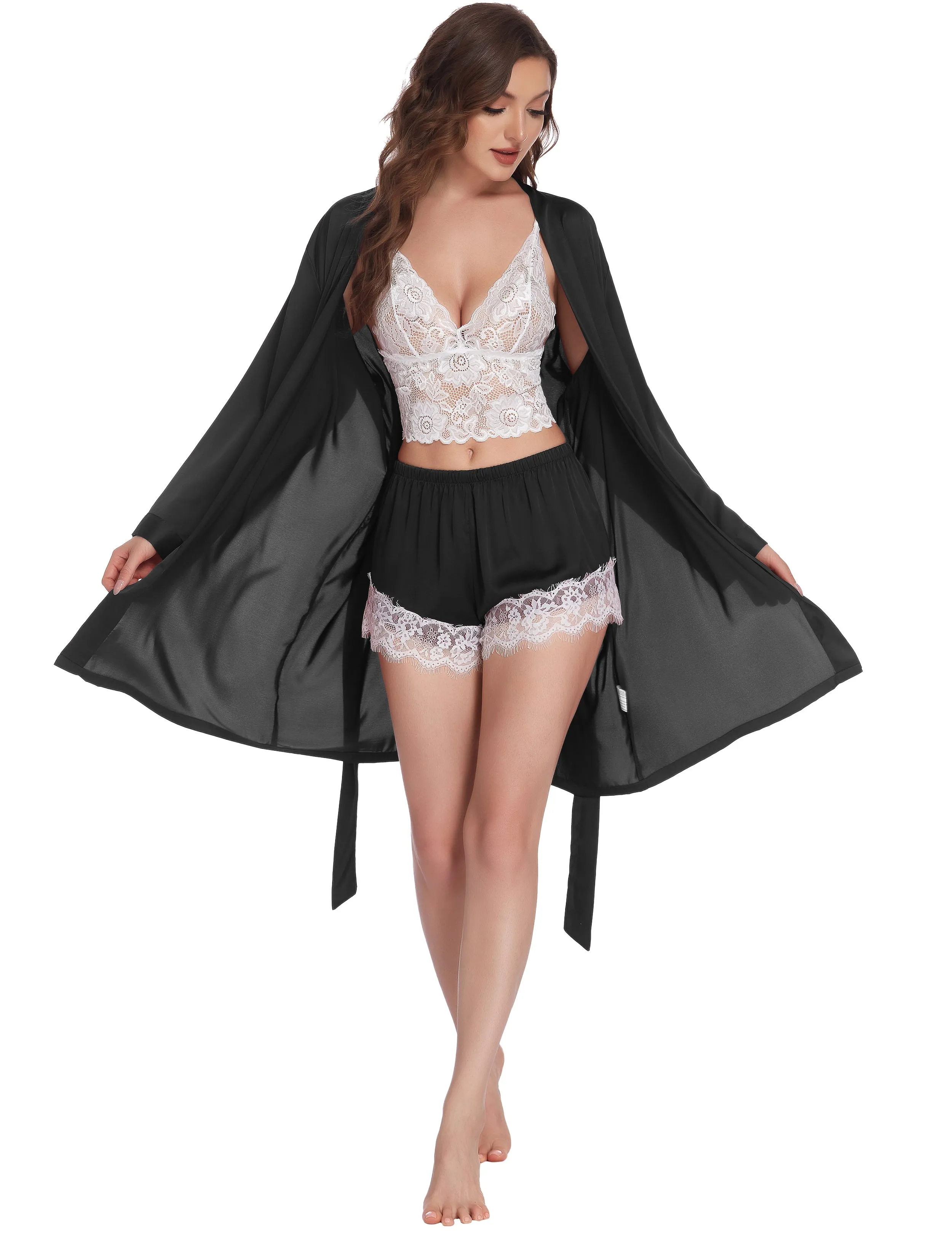 Ekouaer Satin Pajama Set 3Pcs (US Only)