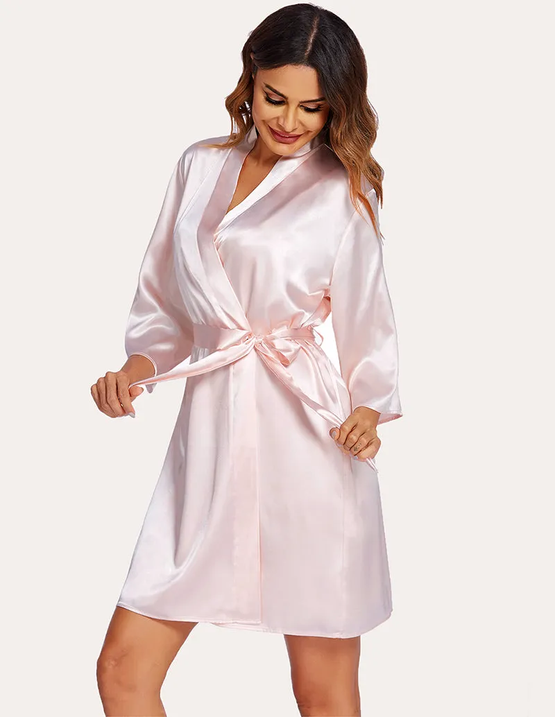 Ekouaer Silk Satin Cami Nightdress with Robe (US Only)