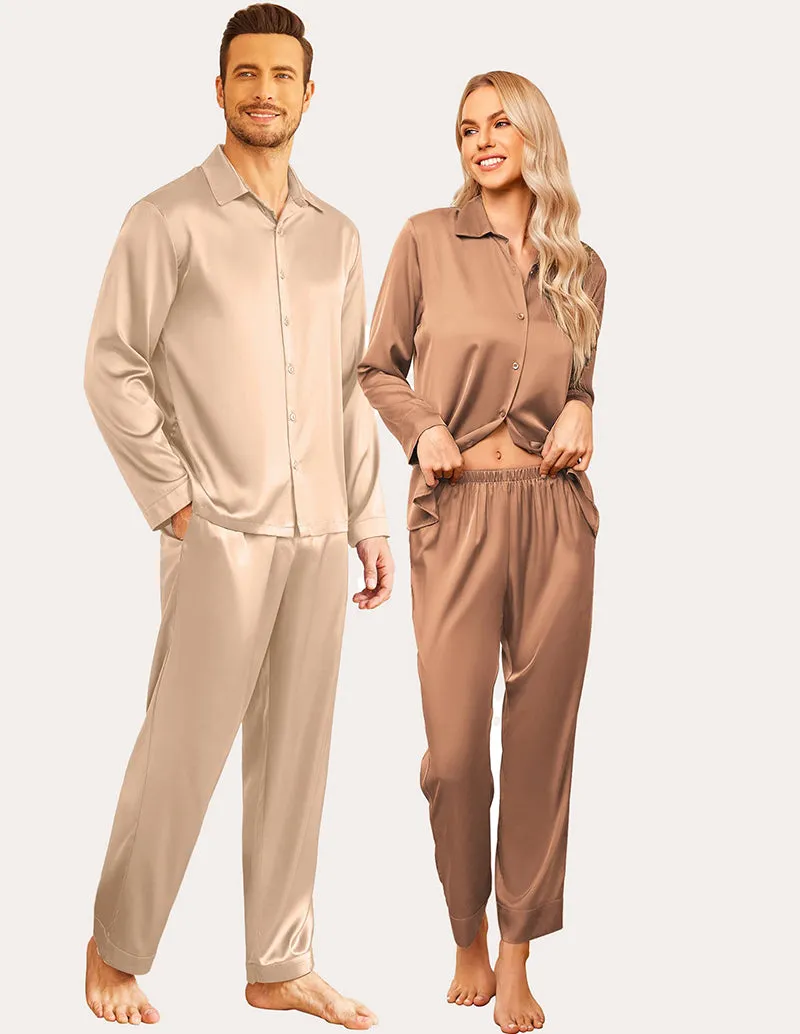 Ekouaer Silk Satin Matching Couples Pajamas Set (US Only)