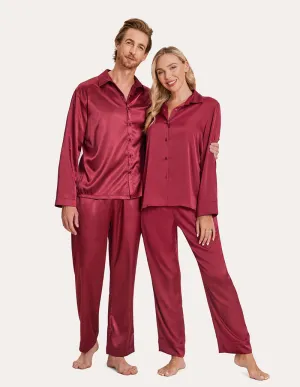 Ekouaer Silk Satin Matching Couples Pajamas Set (US Only)