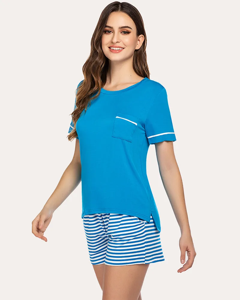 Ekouaer Striped Short Sleeve Pajama Set (US Only)