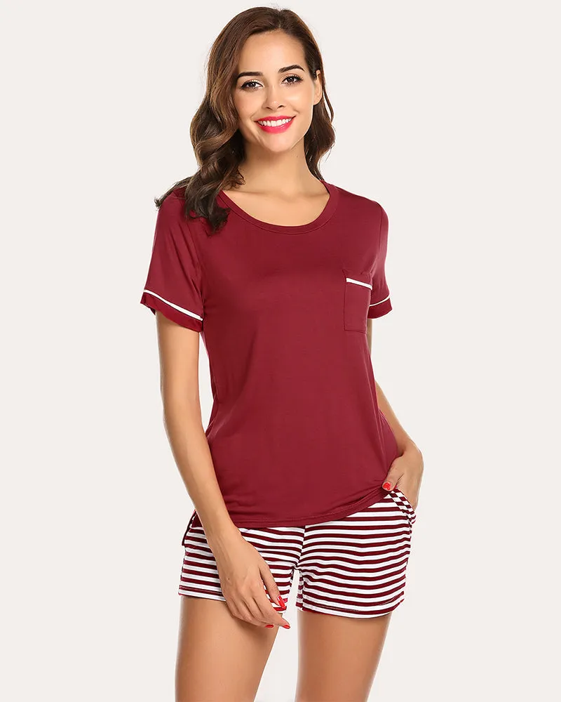 Ekouaer Striped Short Sleeve Pajama Set (US Only)