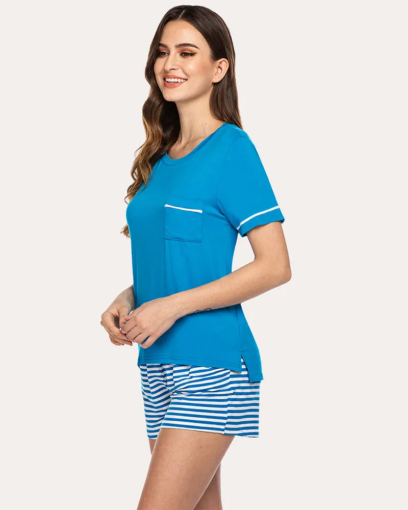 Ekouaer Striped Short Sleeve Pajama Set (US Only)