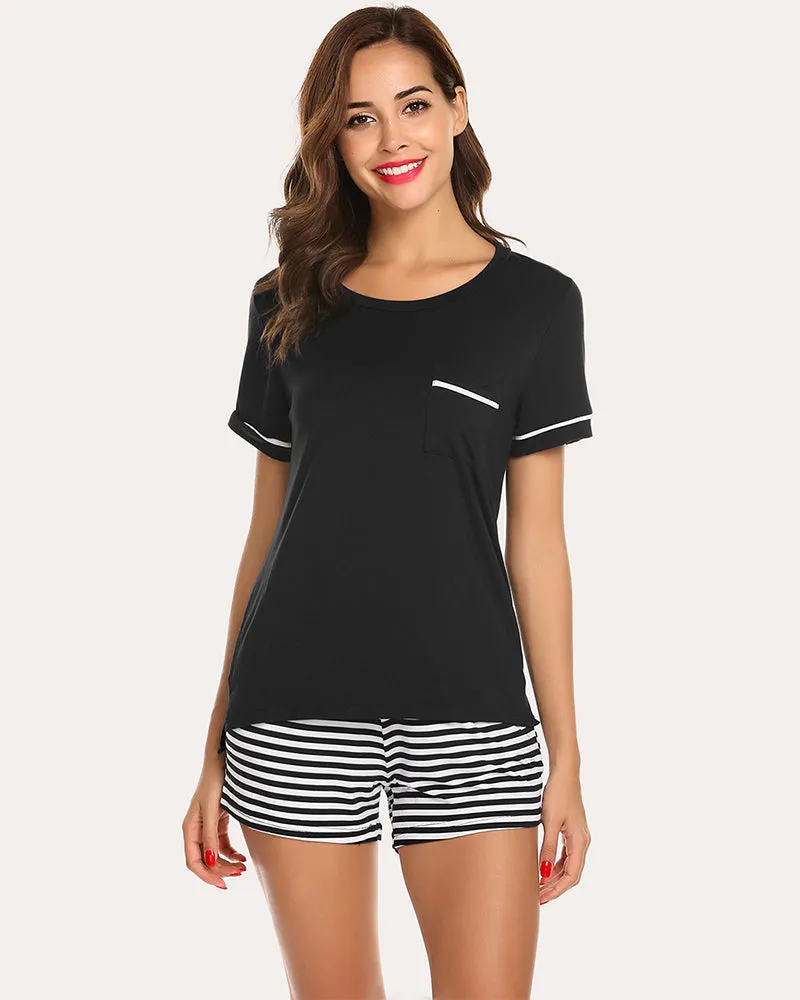 Ekouaer Striped Short Sleeve Pajama Set (US Only)