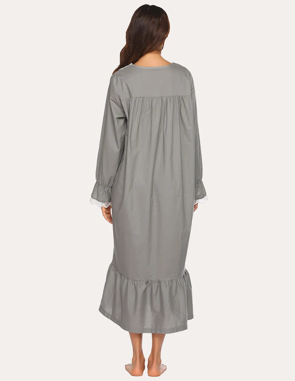 Ekouaer Victorian Lace Trim Nightdress (US Only)