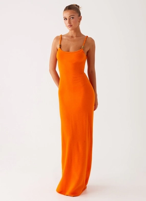 Elaina Knit Maxi Dress - Orange Elegant brunch outfit Comfortable and Fashionable