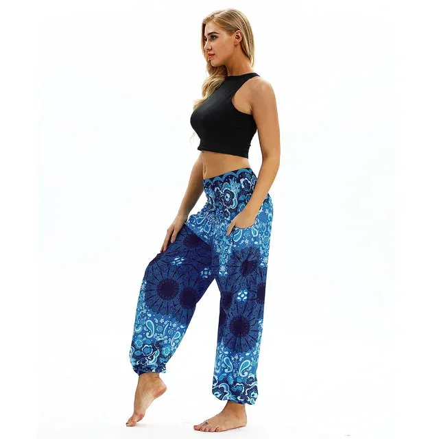Elastic Waist Flower Jogger Pants